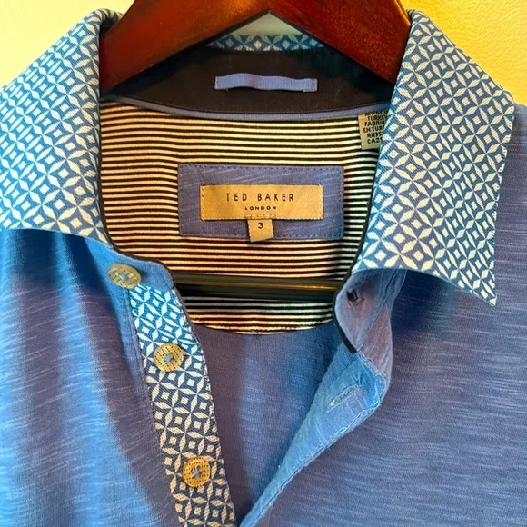 Men's Ted Baker London Polo Shirt - Size 3 (Medium) - Blue - Picture 2 of 5